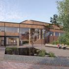 Oceanhamnsbadet exteriört sett från öster. Visionbild: Norconsult