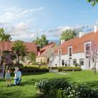 Visionsbild från GBJ Bygg. De nya husen ska se ut ungefär som det gamla, så att hela området får en enhetlig stil.  Pressbild: Kävlinge kommun