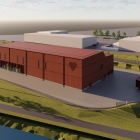 Det nya vattenverket ska byggas intill det befintliga Minnesgärde vattenverk, i södra delen av Östersund. Skiss: Östersunds kommun