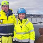 Mattias Svelander, projektchef, NCC och Sofia Grelsson, byggprojektledare, Östersunds kommun. Pressbild: Östersunds kommun