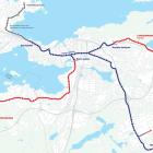 Tammerfors spårvägsnät utvidgas i två riktningar. De rödmarkerade linjerna är aktuella infrastrukturprojekt. Karta: Tammerfors Stad.