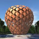 Illustration av det nya kottformade vattentornet i Klövskog.
Bild: Arkitekt Risto Ala-Aho / FCG Finnish Consulting Group