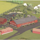 I gestaltningen av den nya skolan som ska byggas i Gamla Uppsala, tas hänsyn till omgivande bebyggelse och områdets kulturhistoriska miljö (Illustration: LLP arkitekter)