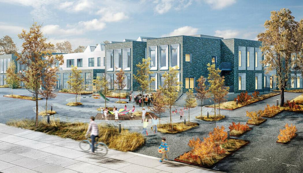Nya Sallerupskolan. Ilustration: Kamikaze Arkitekter