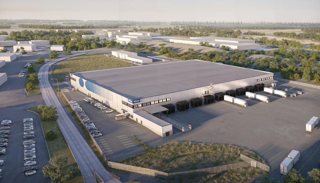 3D-visualisering av den nya logistikanläggningen i Norrköping. Pressbild: GBJ Bygg AB