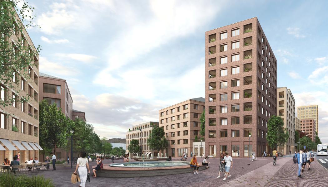 En tidig visualisering för Arenastråket, Malmström&Edström. 