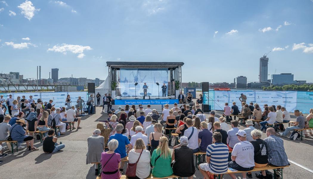 Ulf Kristersson talar på Frihamnsdagarna 2022. Foto: Tommy Winterskiöld Vestlie. Av: Tommy Winterskiöld Vestlie