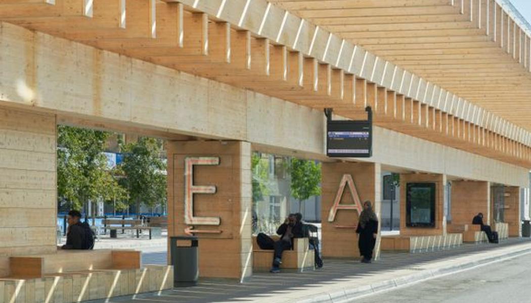 Vasaplan bussterminal i Umeå i limträ. Foto: Åke E:son Lindman