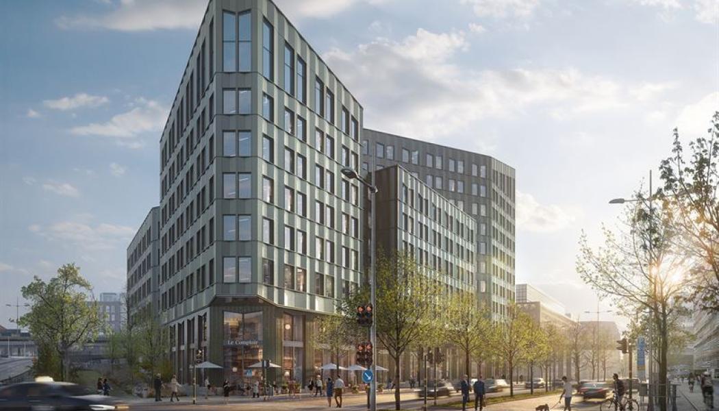 Skanskas 2-miljarderssatsning - Olivin blir Västra Kungsholmens nya landmärke. Foto: Skanska