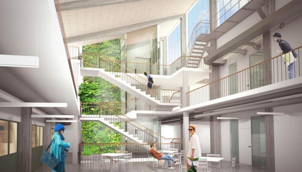 Skolan för Byggteknik och design på KTH i Stockholm utformas som en levande lärmiljö. Bild: Ahrbom & Partner