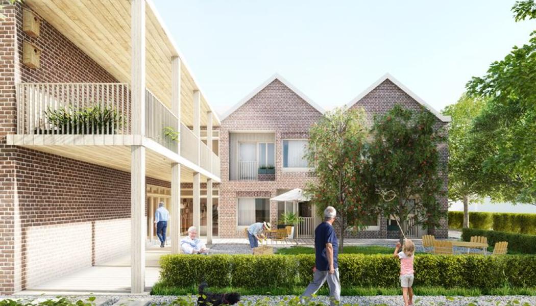 Rendering över vårdboendet som väntas stå färdigt sommaren 2025. Illustration: Sveafastigheter