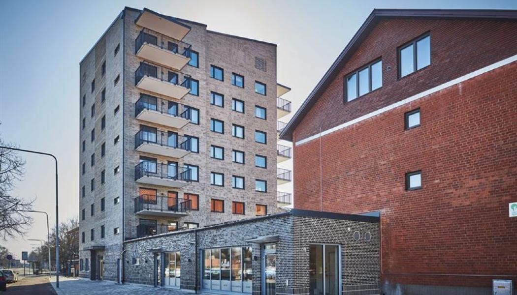 Kungsörnen, ett projekt där kunden Helsingborgshem framgångsrikt ställt funktionskrav vid upphandlingen för att nå låg klimatpåverkan. Foto: NCC