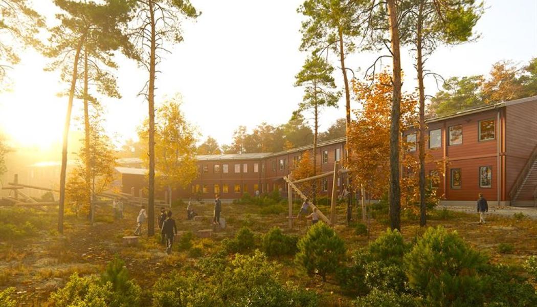 Renderingsbild av nya skolan i Vaggeryd. Foto: Parmaco

