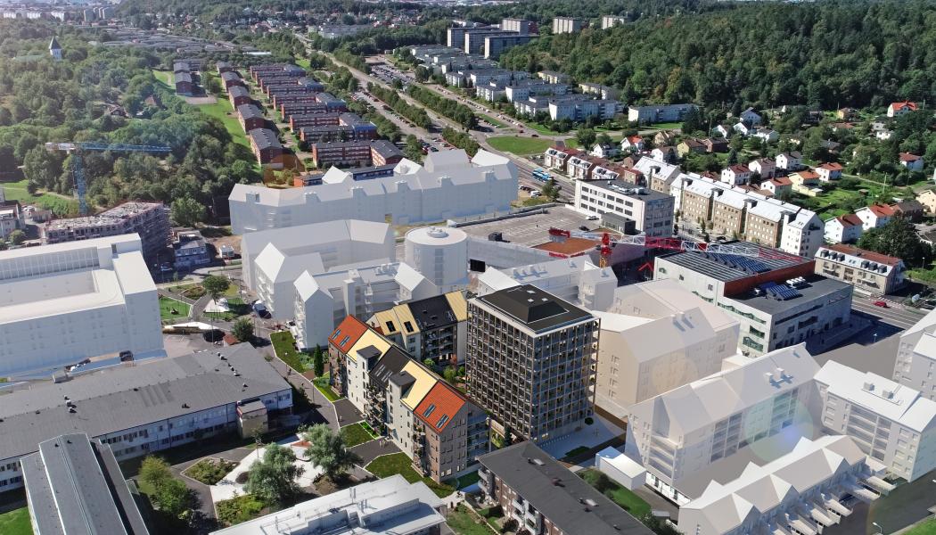 Översiktsbild av Selma Stad, som när alla etapper är färdigbyggda kommer att omfatta cirka 4000 nya bostäder. Illustration Egnahemsbolaget