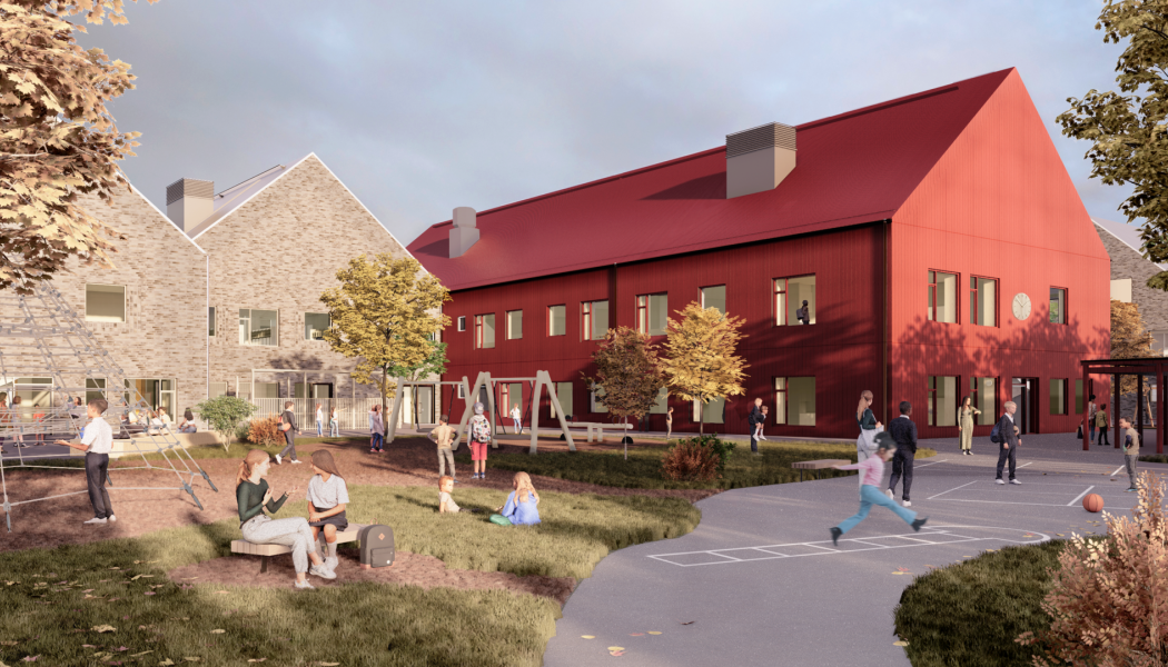 Henriksdalskolan i Höllviken där GlasLindberg levererar glas- och metallpartier åt Peab
