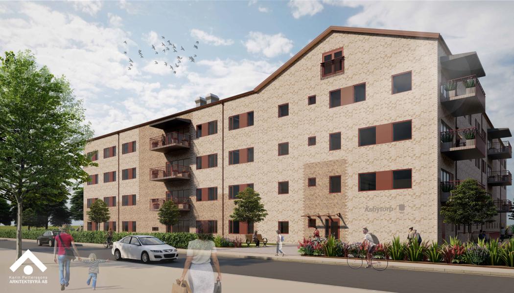 Illustration över Åsbytorps vårdboende i Strövelstorp. Pressbild: Ängelholms kommun