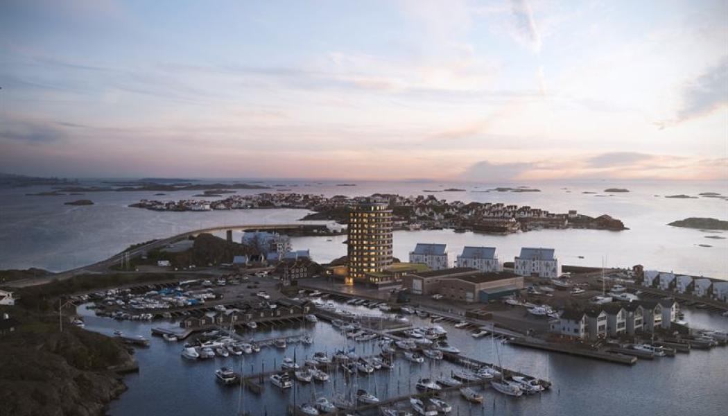  Byggnation av 14-våningshus på Mossholmen  Visionsbild: Peab