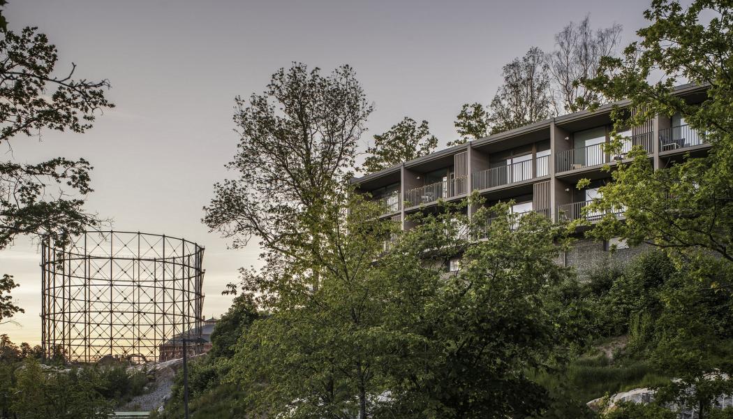 Bostadskvarteret Bergsvåg på Horthagsberget i Norra Djurgårdsstaden. Foto: VELFAC