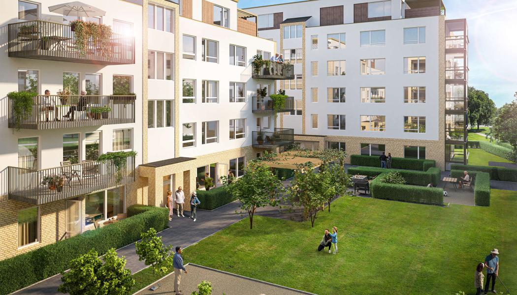 Brf Harmoni i den nya stadsdelen Ystad. Pressbild: Riksbyggen