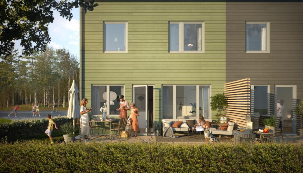 Brf Hjortrongränd i Skellefteå. Illustration: Riksbyggen 