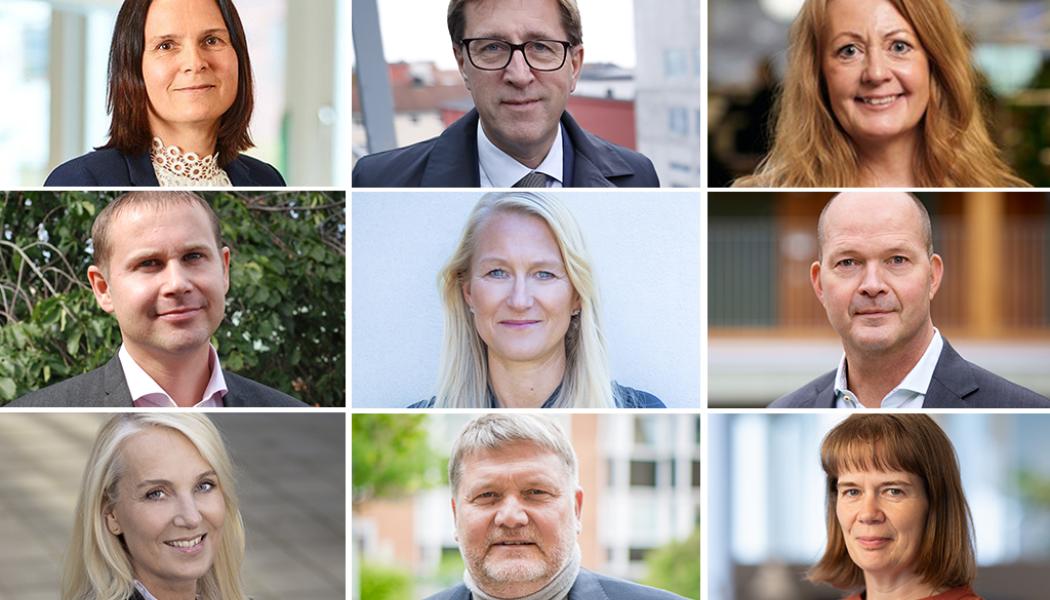 Här är Byggherrerådet (överst från vänster i bilden nedan): Lotta Björklund, vd Mitthem; Fredrik Törnqvist, vd Stångåstaden; Cathrine Holgersson, vd Gavlegårdarna; Petter Jurdell, kommersiell chef Rikshem, Sofia Hansdotter, fastighetsutvecklingsexpert Sveriges Allmännytta; Jonas Schneider, vd Familjebostäder i Stockholm; Anna Nordén, vice vd Framtiden Byggutveckling; Henrik Strand, vd Kristianstadsbyggen samt Desirée Morast, enhetschef Sveriges Allmännytta. Pressbild: Svergies Allmännytta
