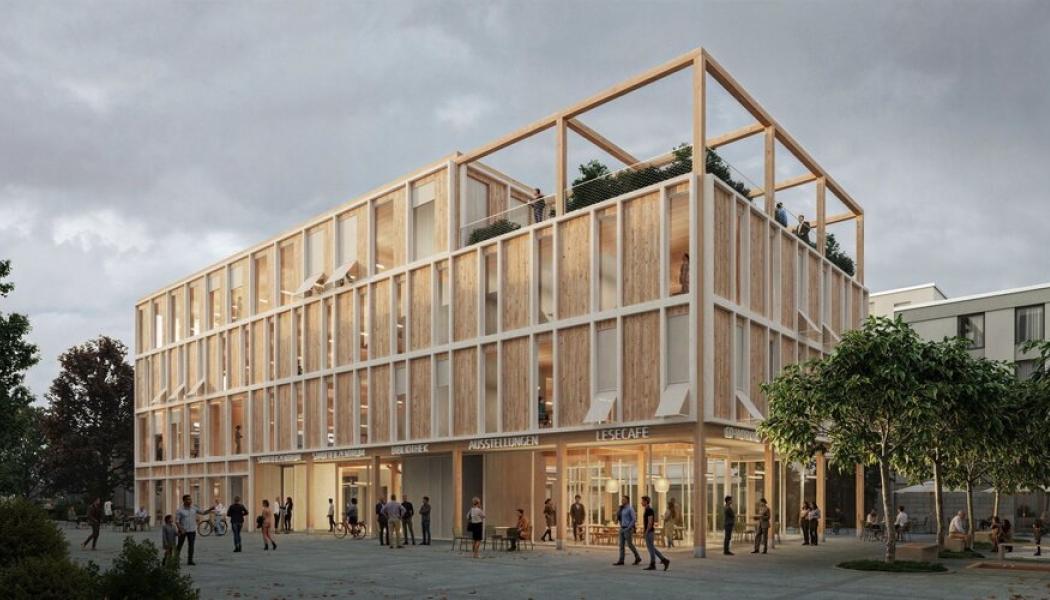 Puiseauxplatz i stadsdelen Nieder-Roden i Rodgau, där ett nytt stadsdelscentrum planeras. Bild: Arkitekterna Osterwold-Schmidt.