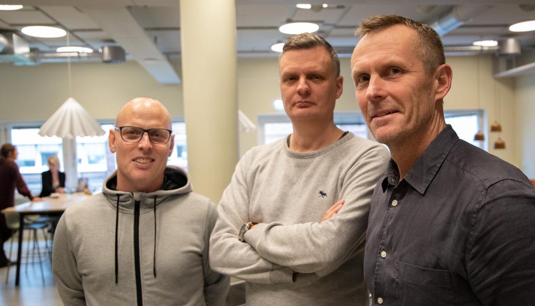 Från vänster: Reidar Hagner, Kenneth Hammarstedt och Peter Norberg, Develog AB. Foto:  BizMaker