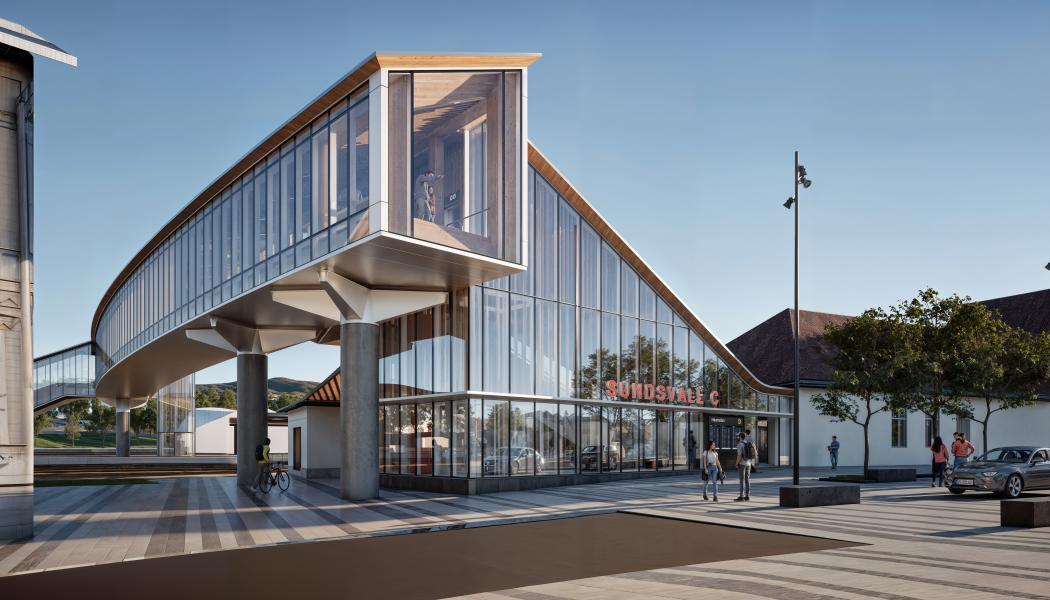 Blivande Sundsvall Centralstation. Bild:  Dissing+Weitling