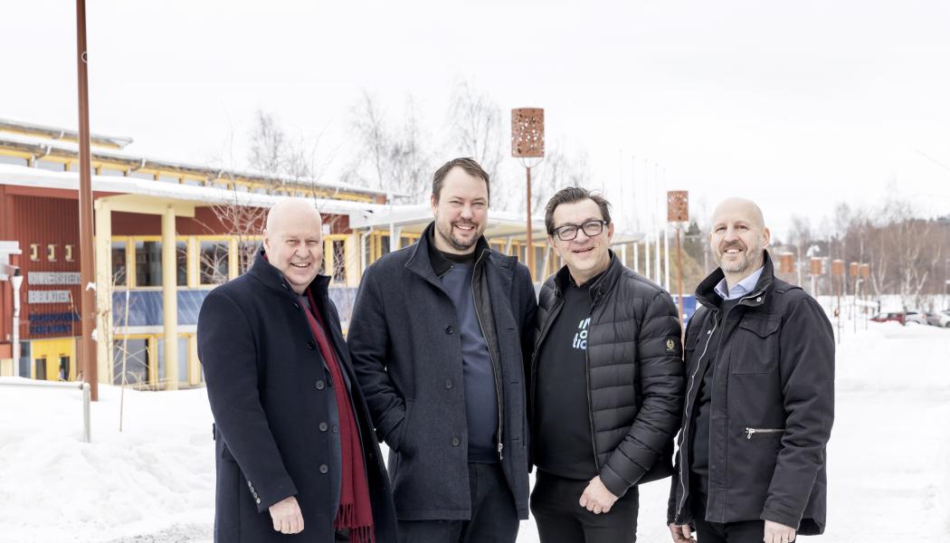 Anders Gustin, branschutveckling Installatörsföretagen, Mikael Risberg, biträdande professor i energiteknik vid Luleå tekniska universitet, Johnny Petré, ordförande för Installatörsföretagen och Johan Larsson, biträdande professor och avdelningschef. Foto: Tomas Bergman