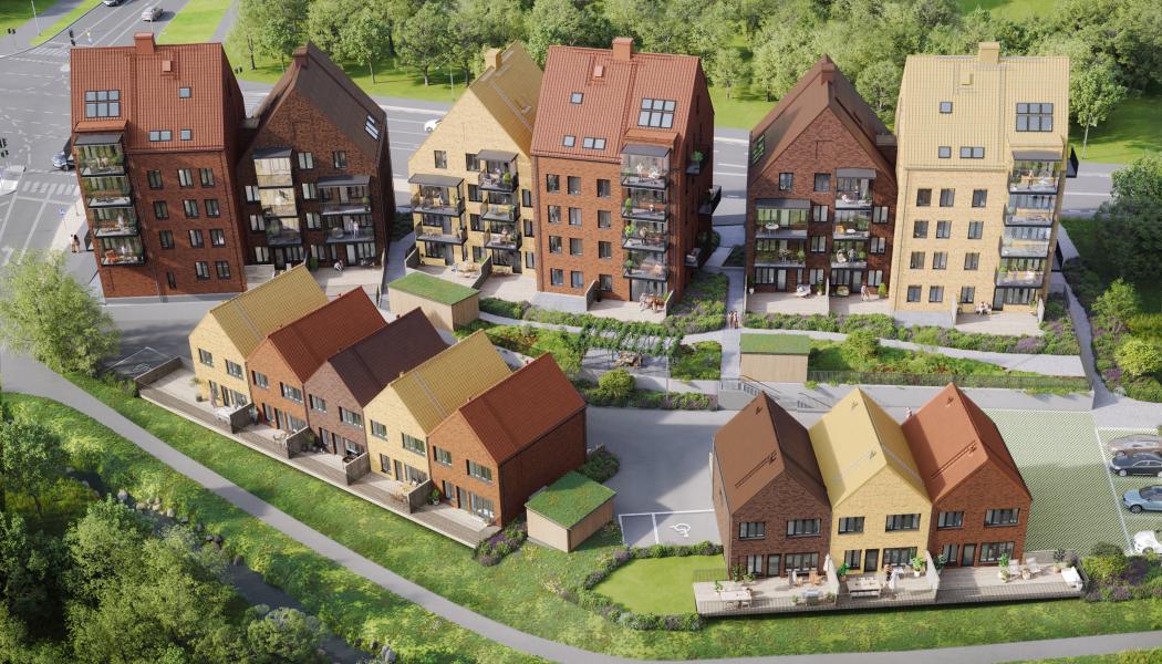 Exteriör Råå översikt. Pressbild: Riksbyggen