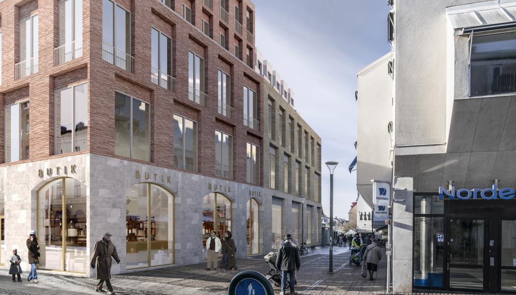 En tidig skiss på hur det nya kvarteret kan bli. Bild: FOJAB på uppdrag av Granitor.