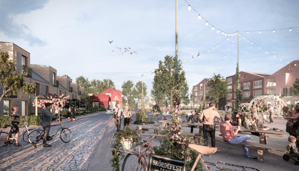 Fojabs vinnande förslag för Berga Trädgårdsstad sätter hållbarhet och gemenskap i centrum. Illustration: Fojab