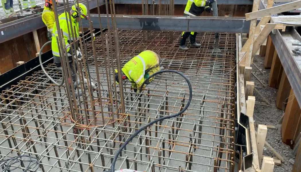 Arbetet med den nya cirkulationsplatsen i Rengsjön Foto: Trafikverket