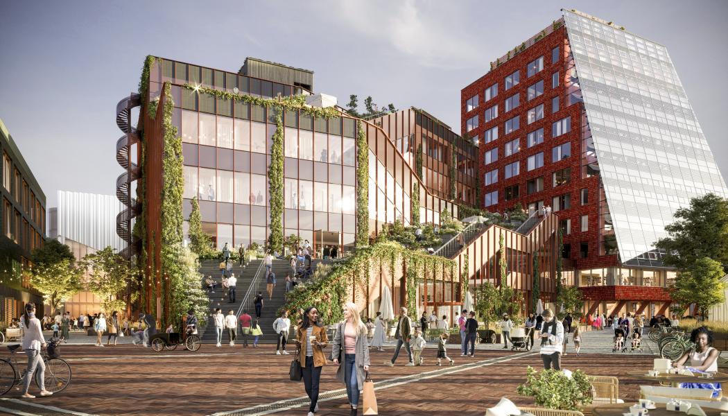 Drivbänken kommer ha en inbjudande, grönskande trappa. Illustration: Granitor Propertie