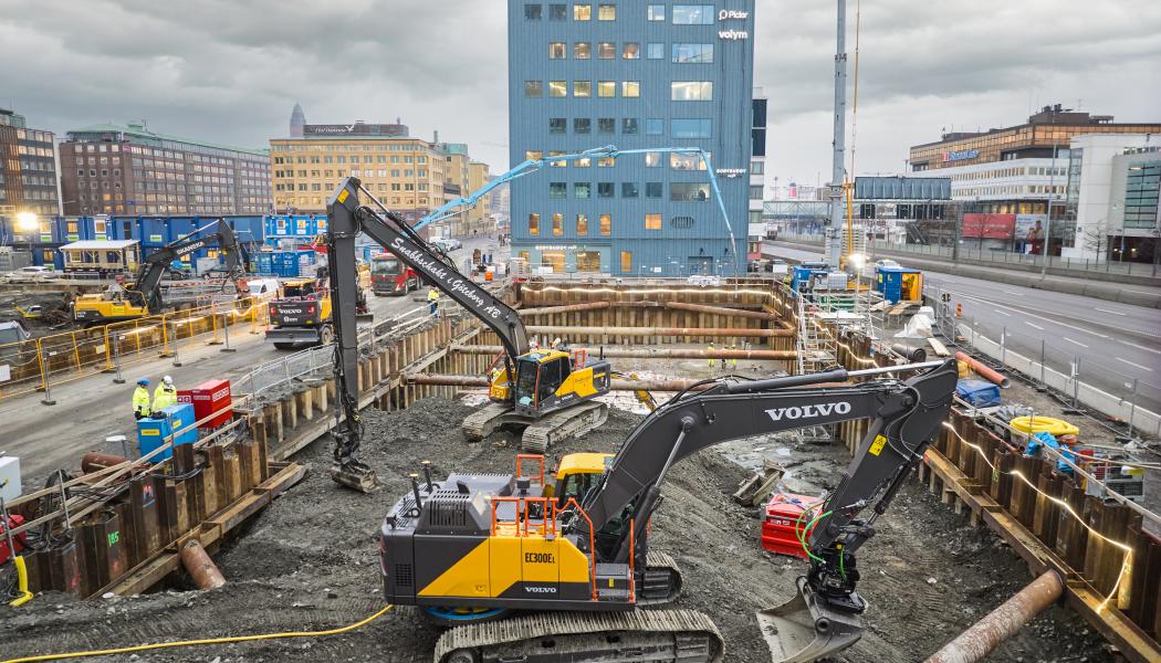 Volvo CE:s stora 30-tons nätanslutna grävmaskin ingick i Electric Worksite-testerna.