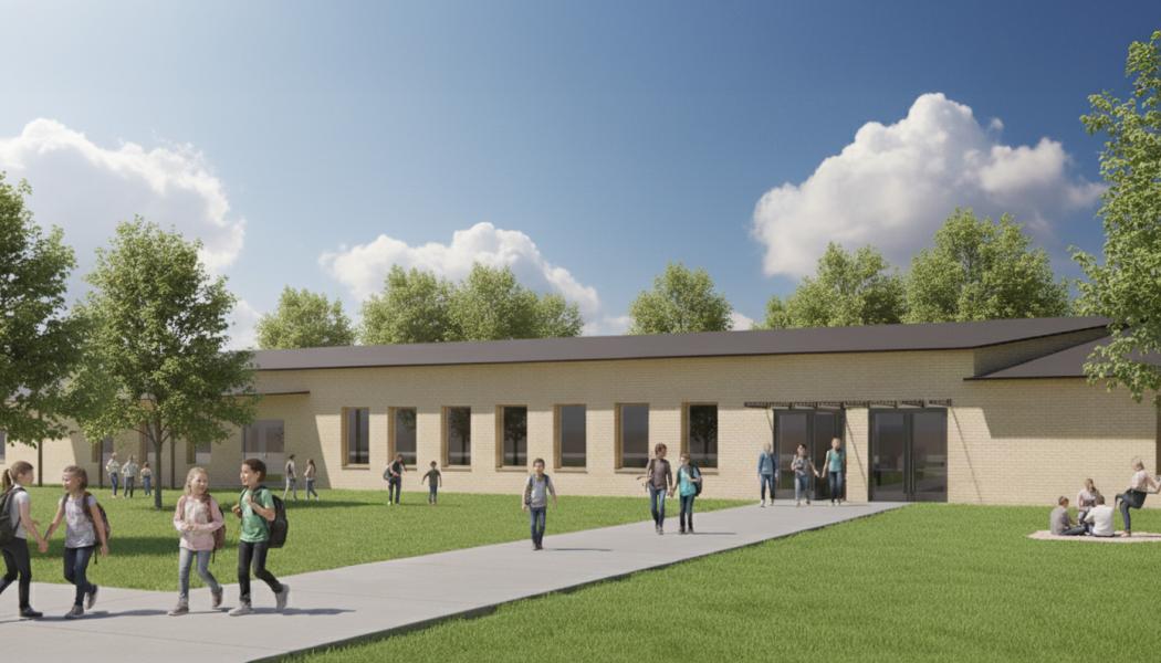 Harmånger Skola Nordanstig - Illustration Huvudentré i söder 2025-09-29.