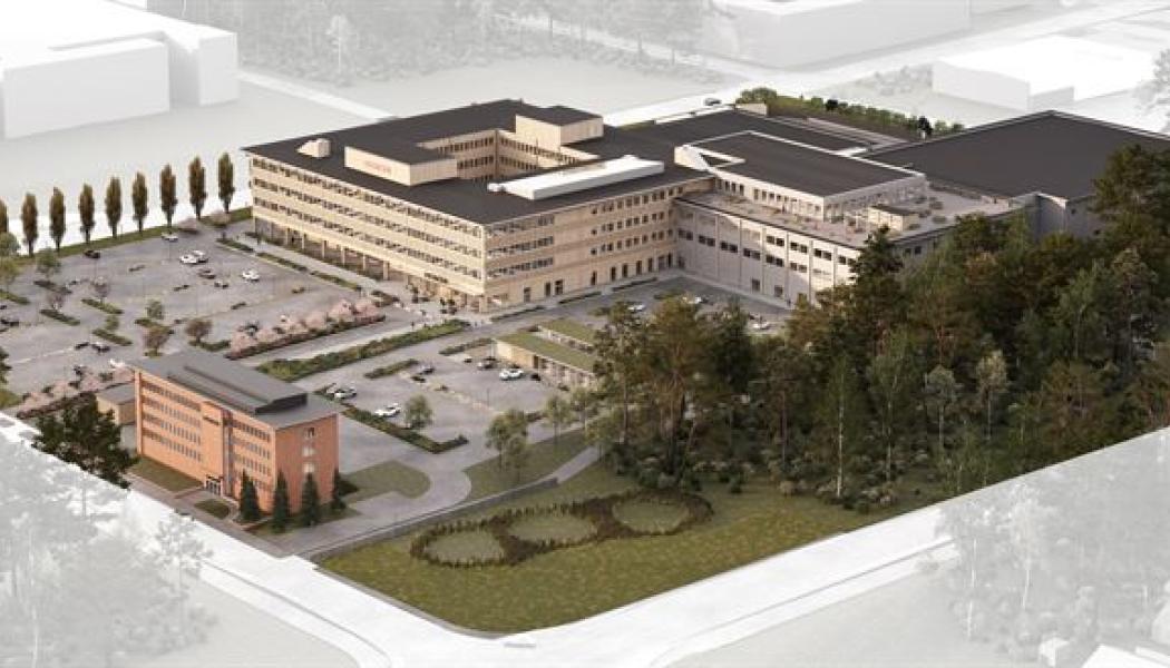 Hitachi Energys nya arbetsplats på Finnslätten i Västerås.  Illustration Hitachi