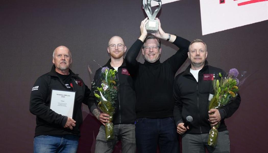  HMS-pris (Hälsa, arbetsmiljö och säkerhet) för 2025. Pressbild: Veidekke Sverige