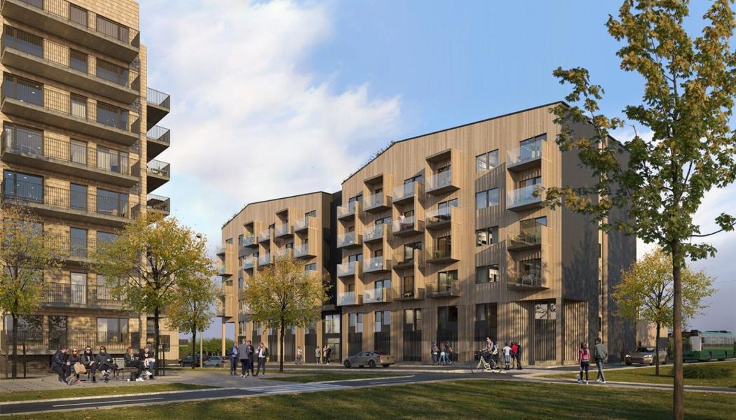 Kvarteret Hortonomen i Växjö. Foto: K2A Trähus