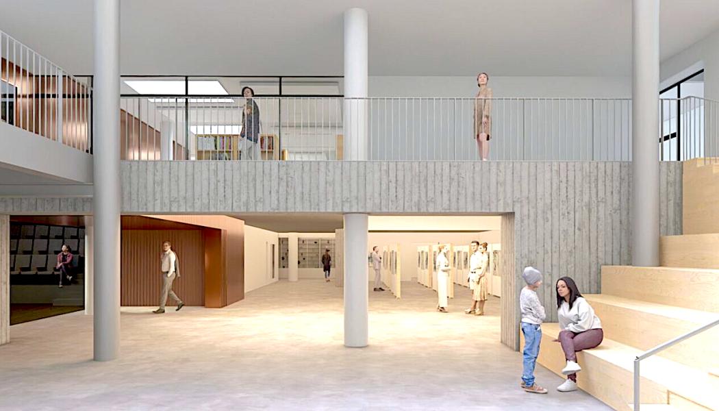 För kulturcentrumet i Idensalmi innebär satsningen att stadens viktigaste kulturinstitutioner kan fortsätta sin verksamhet i moderniserade lokaler samtidigt som byggnadens ursprungliga arkitektur bevaras. Illustration:  Muuan+Jada
