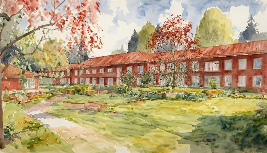 Illustration över äldreboende i Falun. Illustration: SR-K