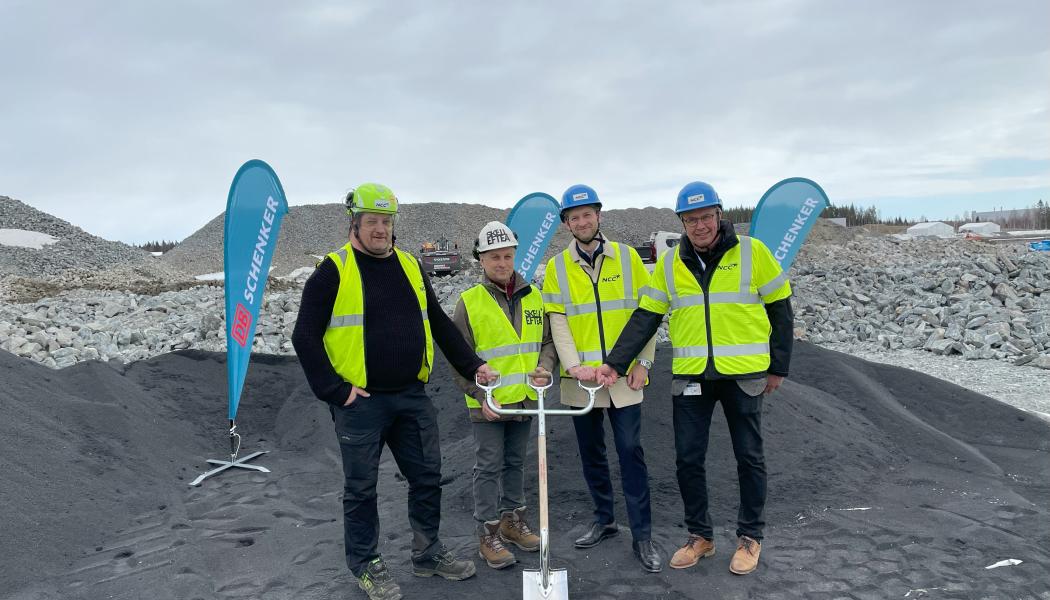 Peder Dahlberg, NCC Building Sverige, Lorents Burman, kommunalråd i Skellefteå, Viktor Strömblad, Head of Land på DB Schenker och Lars Konradsson, Branch manager på DB Schenker
