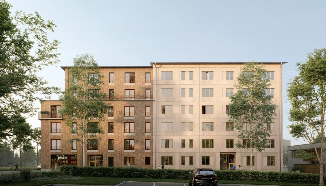 Niam Real Estate och Nordfeldt inleder byggnationen av 131 hyreslägenheter i centrala Upplands Väsby. Bild: Kaminsky Arkitektur, Jacob Henell.