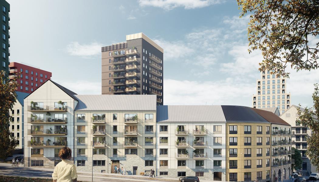 I sommar står 189 hyresrätter redo att välkomna nya hyresgäster till Kallebäcks Terrasser. Lägenheterna förmedlas via Wallenstams egen bostadskö och i veckan genomfördes en uppskattad och populär visning på plats. Foto: Wallenstam
