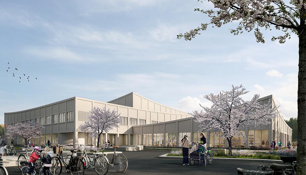 JSB Construction AB tilldelas entreprenadkontrakt för nybyggnation av Lillsidanskolan med aktivitetscenter i Enköping för Enköping kommun. Illustration: JSB