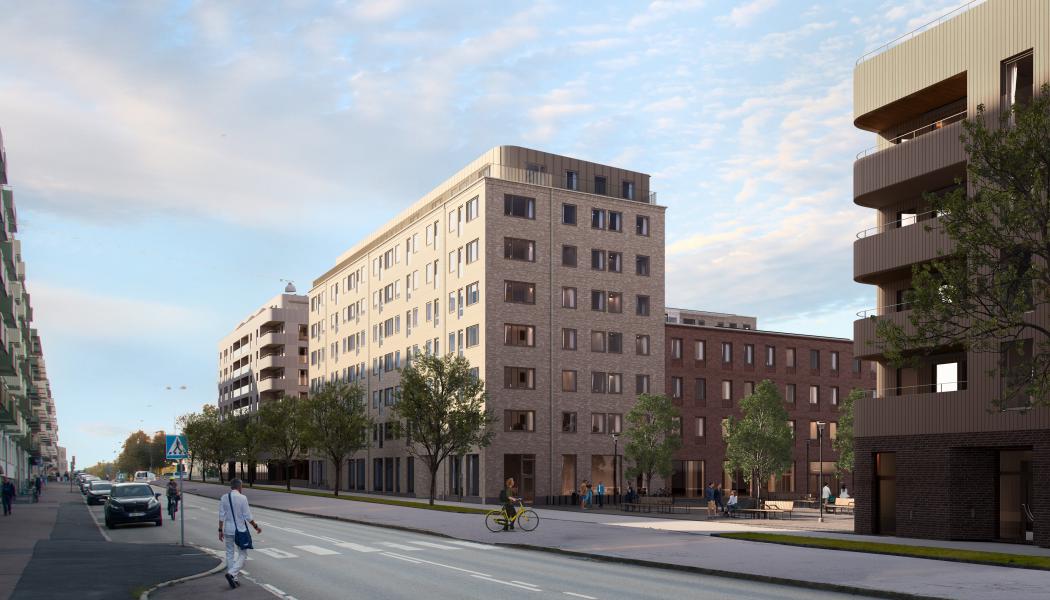 Mira, studentbostäder i Göteborg. Illustration: Sweco