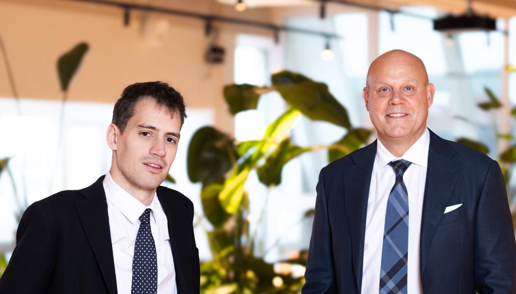 Peter Michelson, vd för EcoDataCenter och Arthur Mensch, vd och medgrundare av Mistral AI. Foto: EcoDataCenter