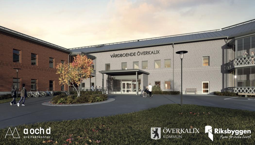 Illustration över det nya särskilda boendet med 70 platser i Överkalix. Pressbild: Riksbyggen