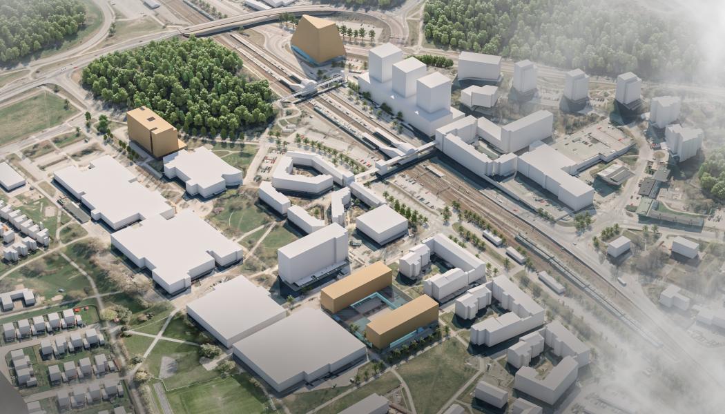 Bild från Norconsults utredning om alternativa placeringar av Botkyrka kommuns framtida kommunhus. Illustration: Norconsult