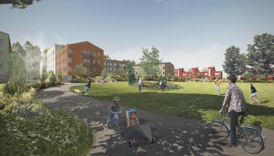 Hagby äng och kulle. Illustration Österåkers kommun i samarbete med berörda exploatörer Koncept arkitekt